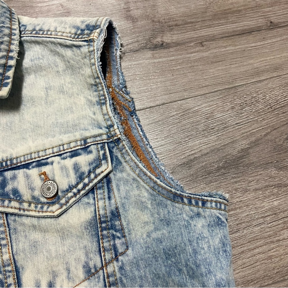 Acid Wash Aeropostale Denim Vest Grunge Steam Punk Festival - Picture 3 of 12
